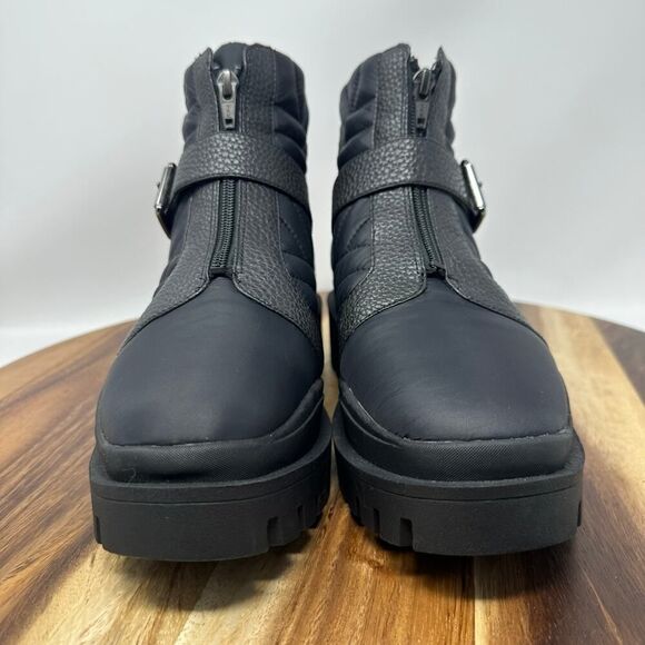 Vionic Janara Women's 7.5 Quilted Nylon Chunky Heel Ankle Black Boots - Picture 4 of 10